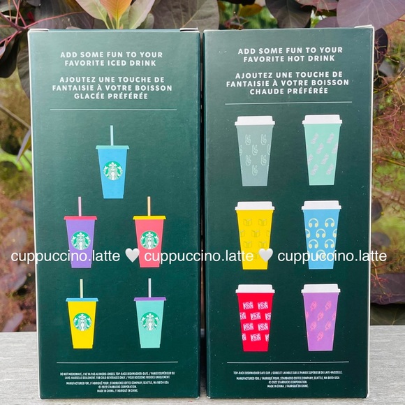 🌈NEW SET✏️Starbucks 2022 Back to School Rainbow Cold Cups & Emoji Hot Cups - Picture 2 of 14